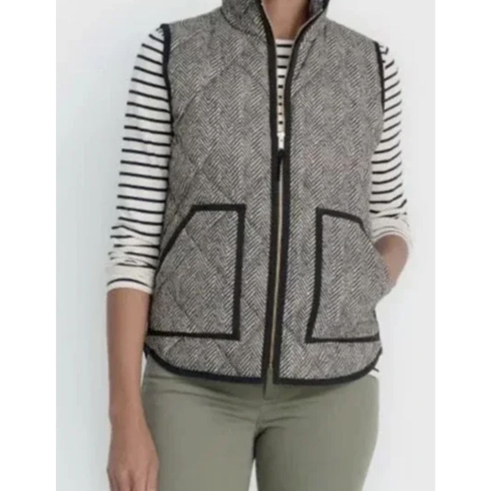 41 Hawthorn Stitch Fox Herringbone Puffer Vest Size L Dark Gray Full Zip NWT‎